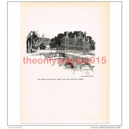 Roman Tour Magne, from Fountain Garden, Nimes, France, Book Illustration (Print)