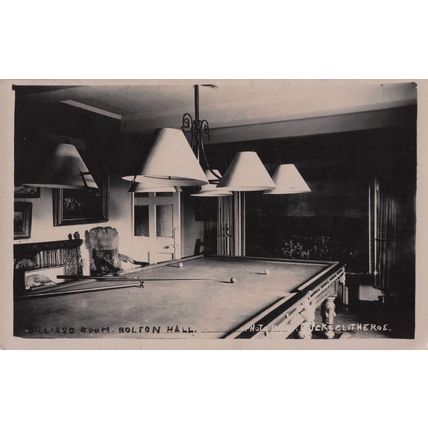 Billiard Room Bolton Hall Yorkshire Old Real Photo Postcard
