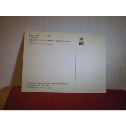 27th LIGHT CAVALRY, 26th KING GEORGE'S OWN LIGHT CAVALRY postcard ARMY MUSEUM=