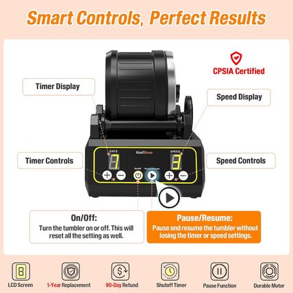 C1 Rock Tumbler Kit - Professional Large 2.5LB Capacity, up to 5X More Noise Can
