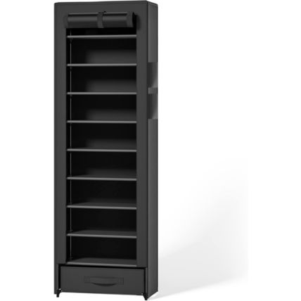 Shoes Rack 10 Tier Tall Shoe Rack Narrow Shoe Rack with Storage Box,Fabric Cover