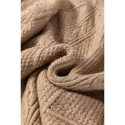 Parchment Cable Knit Drop Shoulder Loose Fit Sweater Dress