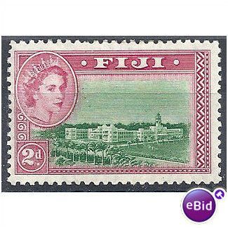 Fiji 1954 SG253 2d Green & Magenta Light Mounted Mint