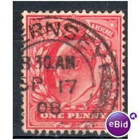 GB stamps 1902-10 KEV11 - 1d SG219 Guernsey 8