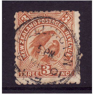 NEW ZEALAND 1899 SG261 3d SACRED HULA BIRDS YELLOW BROWN FINE USED