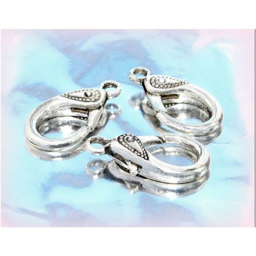 3 No Tibetan Silver Carved Large Lobster Clasps Crafts Jewellery Making 2103