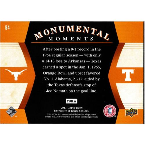 2011 UD University of Texas - #84 - 1965 Orange Bowl Monumental Moments