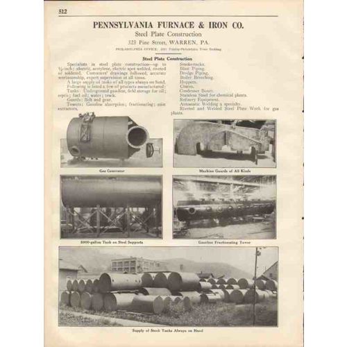 pennsylvania furnace iron company 1931 steel plate vintage catalog