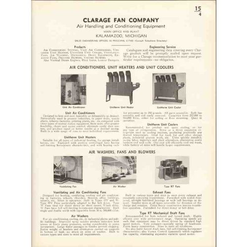 clarage fan company 1936 air conditioner heater cooler vintage catalog