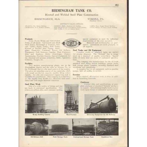 birmingham tank company 1931 rivet welded steel plate vintage catalog