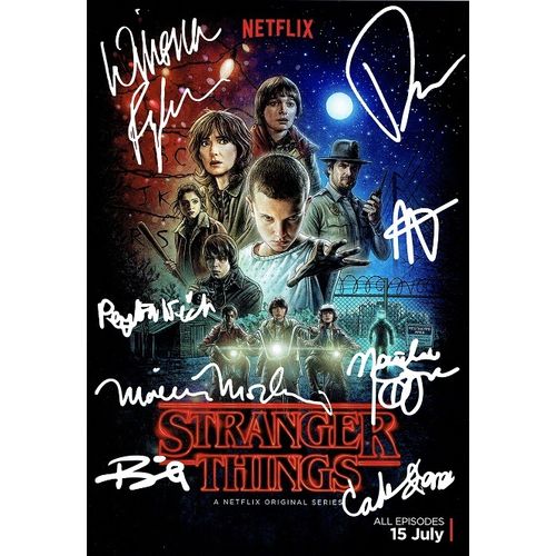 Stranger Things -Cast Signed x8. Winona Ryder, David Harbour, Millie Bobby Brown