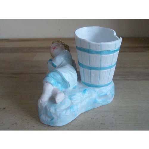 German Bisque Porcelain Sleeping Boy Spill Vase