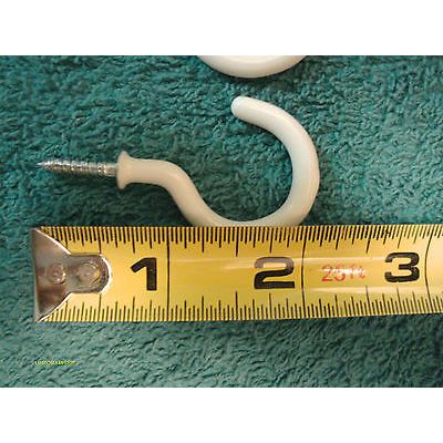 24 pcs White Plastic Vinyl Coat Cup Hooks Plant Hangers (12) pcs ea 1 1/2" & 2"