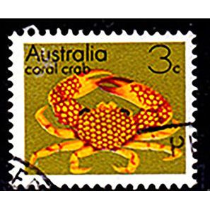 Australia 1973 Marine Life Coral Crab 3c Used Stamp.