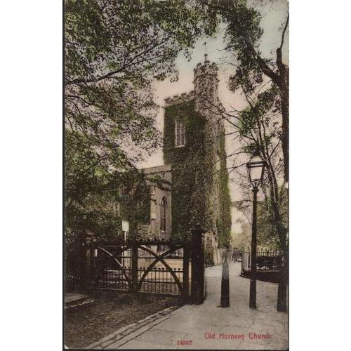 London - Old Hornsey Church, Haringey - postcard, 1909 pmk