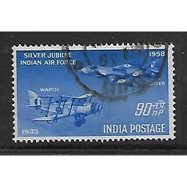INDIA 1958 INDIAN AIR FORCE 90NP BLUE BIPLANE & HAWKER HUNTER SG398 FINE USED#