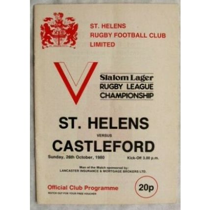 1980 programme St. Helens v. Castleford
