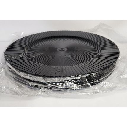 Set of 12 Elegant Black Dinner Plate Plastic Chargers 13 Inch Diameter - NEW