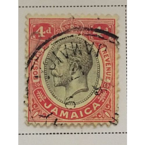 Jamaica KGV 1913 4d Black Red Yellow Used SG 63 postage stamp king george