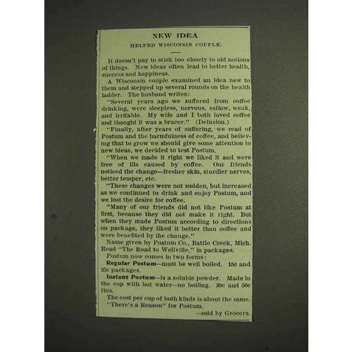 1914 Postum Drink Ad - New Idea