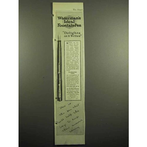 1918 Waterman's Ideal Fountain Pen Ad - Delights