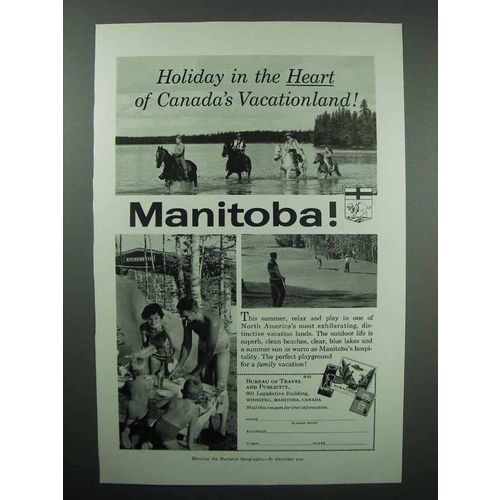 1959 Manitoba Canada Tourism Ad - Holiday in the Heart