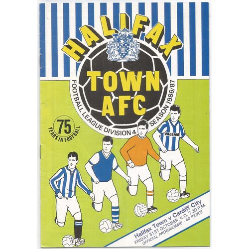 MATCH PROGRAMME 1986-87 HALIFAX TOWN v CARDIFF CITY (Good - No Writing)