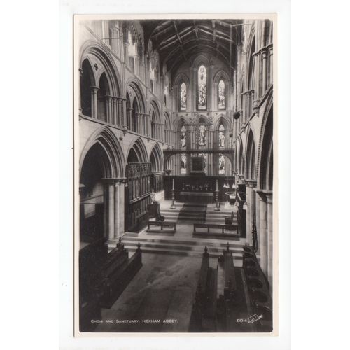 Choir and Sanctuary Hexham Abbey Northumberland Postcard DD4