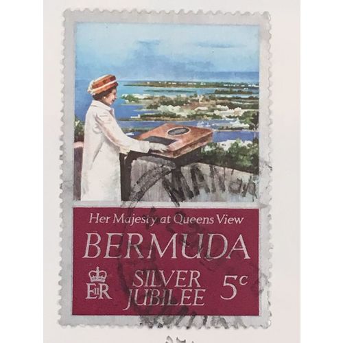 Bermuda QEII 1977 Silver Jubilee 5c Royal Visit Used SG 371 Sc 347 postage stamp