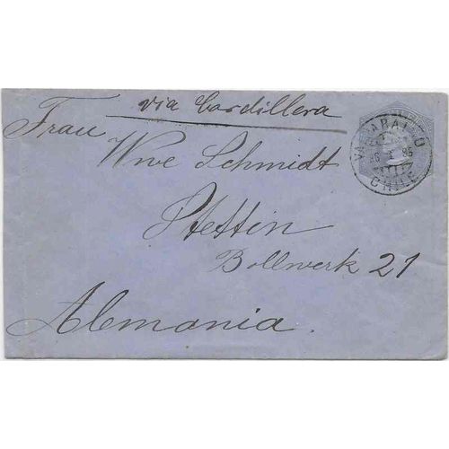 Chile Postal Sta. 1895, Valpariso cancel to Stettin Germany, Columbus