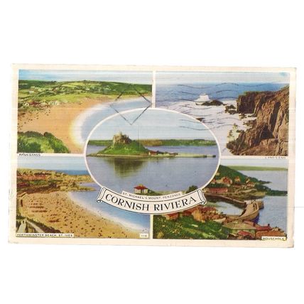 multiview, CORNISH RIVIERA, CORNWALL. used vintage postcard 1968 postmark =