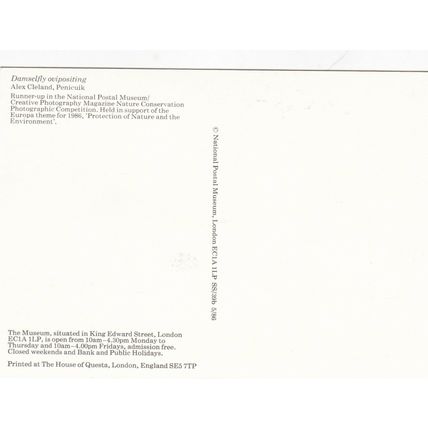 Damsel Fly National Postal Museum Postcard unused VGC