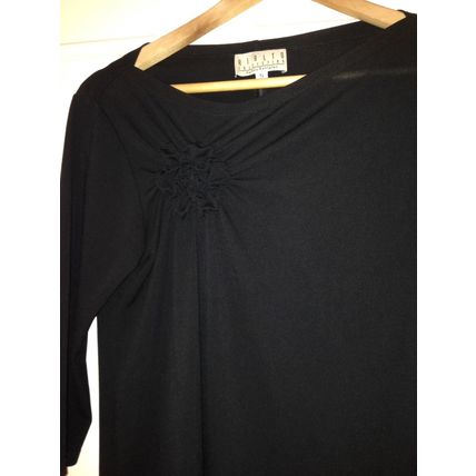 Rialto Collection by Joy Perreras Black Top Blouse 3/4 Sleeve Women's Size S
