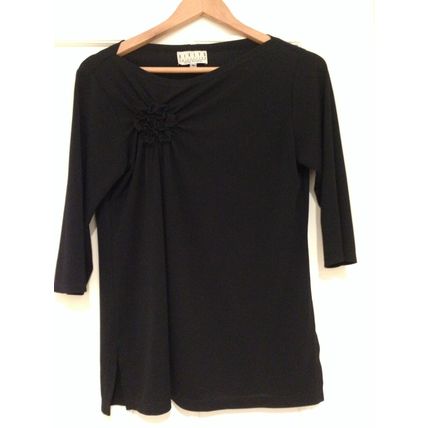 Rialto Collection by Joy Perreras Black Top Blouse 3/4 Sleeve Women's Size S