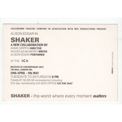 Shaker National Theatre Company Wee Productions Advertising Postcard