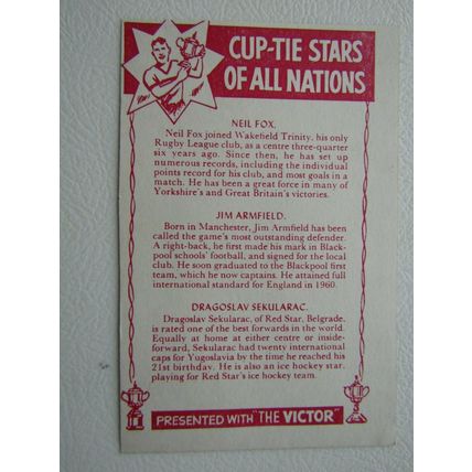 DC Thompson 1962 Cup-Tie Stars of All Nations Card Variants (ef1)