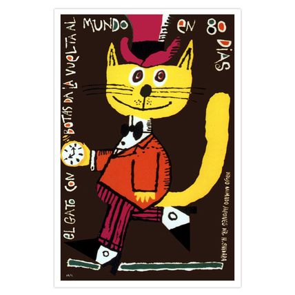 Spanish movie Poster"YELLOW Elegant top cat 80 days around the world"Children
