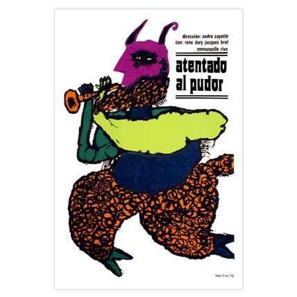 Spanish movie Poster 4 film"RISKY Business"French Pan Art. Atentado al pudor.