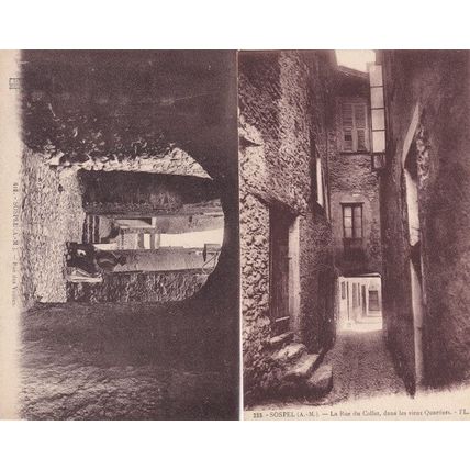 Sospel Rue Des Voutes Collet France 2x Vintage Postcard s