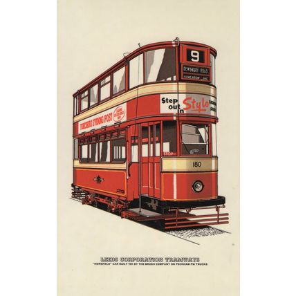 Number 9 Dewsbury Park Leeds Corporation Tramways Bus Postcard