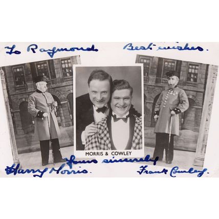 Harry Morris Frank Cowley The Vesta Brothers Music Hall Old Hand Signed Photo