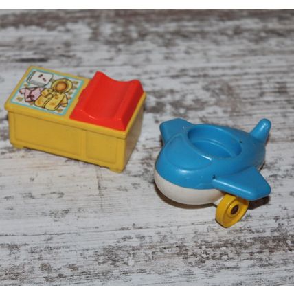 VINTAGE FISHER PRICE LITTLE PEOPLE nursery lot horses trike plane Changing Table