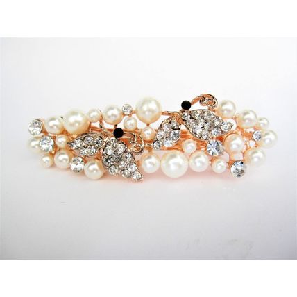 Pearl and crystal gold hair barrette clip bridal clip bridal barrette