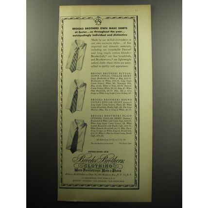 1957 Brooks Brothers Clothing Ad - Brooks Brothers own make shirts at Easter