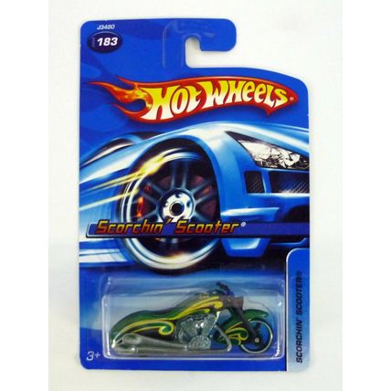 Hot Wheels Scorchin' Scooter #183 Green Die-Cast Motorcycle 2006