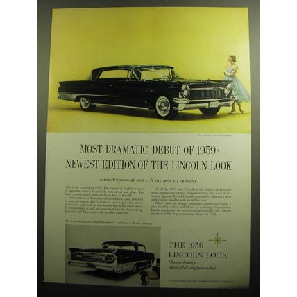 1959 Lincoln Premiere Landau car Ad - Most dramatic debut of 1959