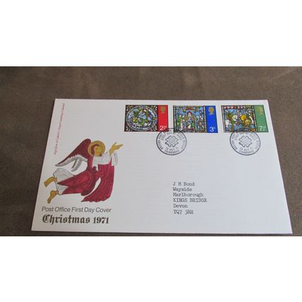 1971 GB FDC Cover - Christmas Stained Glass Windows - Bureau frank