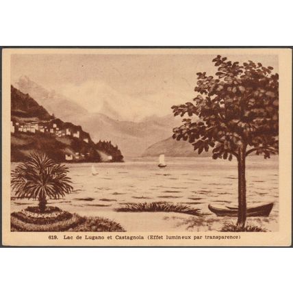 Lac de Lugano et Castagnola, c.1930 - Propaga Luminosa Cartolina