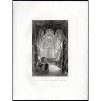 INTERIOR OF CARLISLE CATHEDRAL, CUMBERLAND 1858 Joseph Wilson Lowry ENGRAVING