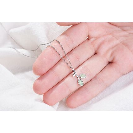 925 Sterling Silver Jewelry Earrings Ring Necklace Opal Leaf Bracelet,